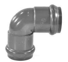 Отвод НПВХ SDR26 Дн 160х90гр Ру10 серый напорный двухраструбный под соединение с уплотнительным кольцом в/к Aquaviva AQV102160 .