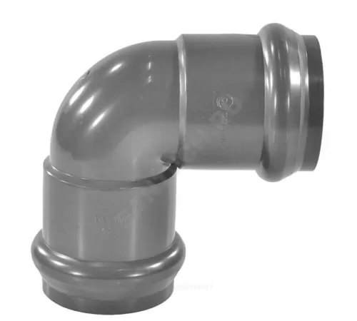 Отвод НПВХ SDR26 Дн 160х90гр Ру10 серый напорный двухраструбный под соединение с уплотнительным кольцом в/к Aquaviva AQV102160 .