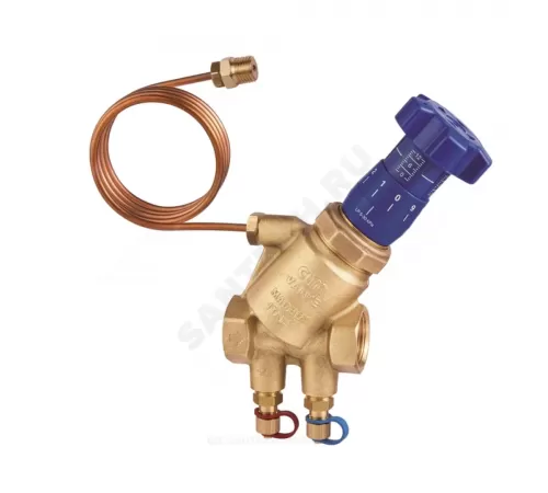 Клапан балансировочный автомат латунь 718LP Ду 15 G1/2" Ру25 Тмакс=120 оС ВР 5-30 кПа Kvs=4.1м3/ч с измерительными ниппелями Cimberio CIM 718LP 12