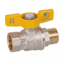 Кран шаровой латунь никель газ R734G Ду 20 ВР/НР полнопроходной бабочка Giacomini R734GAX004