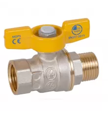 Кран шаровой латунь никель газ R734G Ду 10 ВР/НР полнопроходной бабочка Giacomini R734GAX002