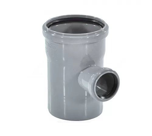 Тройник PP-H переходной серый Дн 75х50х87гр б/нап в/к RTP (РосТурПласт) 36505