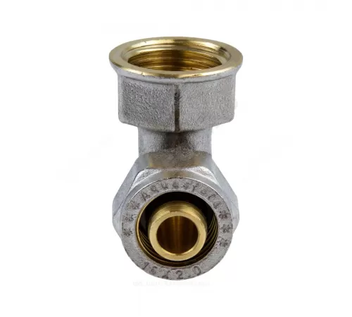 Угольник МП латунь никель обжим Дн 16х3/4"х90гр ВР ГОСТ 32415-2013 7007 Aquasfera 7007-02