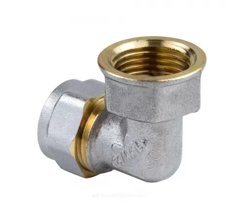 Угольник МП латунь никель обжим Дн 16х3/4"х90гр ВР ГОСТ 32415-2013 7007 Aquasfera 7007-02