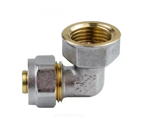Угольник МП латунь никель обжим Дн 16х3/4"х90гр ВР ГОСТ 32415-2013 7007 Aquasfera 7007-02