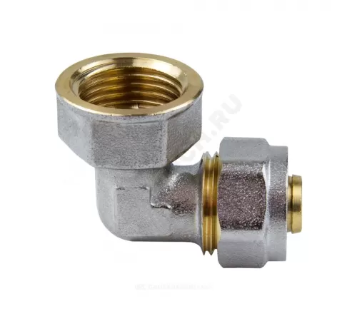 Угольник МП латунь никель обжим Дн 16х3/4"х90гр ВР ГОСТ 32415-2013 7007 Aquasfera 7007-02