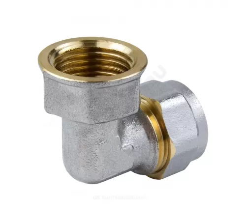 Угольник МП латунь никель обжим Дн 16х3/4"х90гр ВР ГОСТ 32415-2013 7007 Aquasfera 7007-02