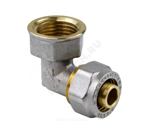 Угольник МП латунь никель обжим Дн 16х3/4"х90гр ВР ГОСТ 32415-2013 7007 Aquasfera 7007-02