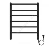 Полотенцесушитель электрический сталь Лесенка 165 Вт 450х600мм 6П со встроенным диммером справа черный муар Евромикс Терминус 4670078557070