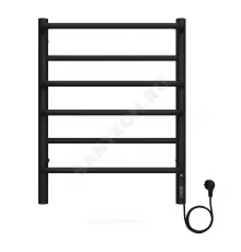 Полотенцесушитель электрический сталь Лесенка 165 Вт 450х600мм 6П со встроенным диммером справа черный муар Евромикс Терминус 4670078557070