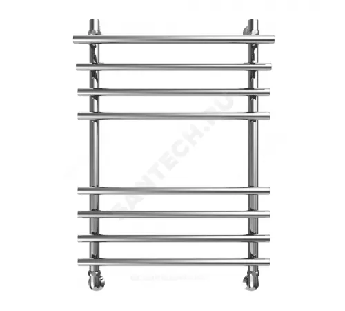 Полотенцесушитель водяной нерж сталь Лесенка Ду 25 (1") НР с полочкой 600х500мм 4П нижнее подключение в/к соединитель (1"х3/4") Мост-Люкс Элит-Металл В-19-12