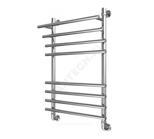 Полотенцесушитель водяной нерж сталь Лесенка Ду 25 (1") НР с полочкой 600х500мм 4П нижнее подключение в/к соединитель (1"х3/4") Мост-Люкс Элит-Металл В-19-12