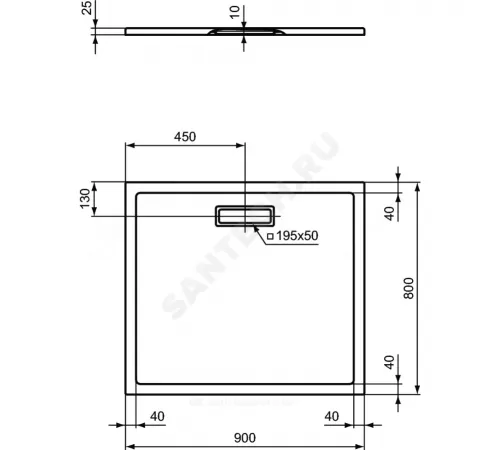 Поддон душевой акрил прямоугольный ULTRAFLAT NEW 800х900х25 Ideal Standard T448101