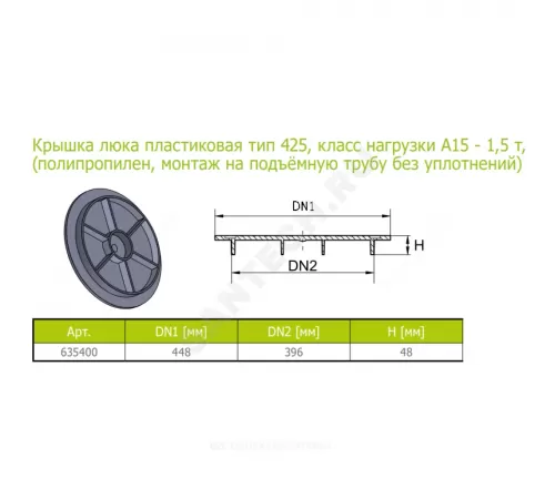 Люк РР круглый 448х396 h=48мм (А15) тип 425 Ostendorf 635400