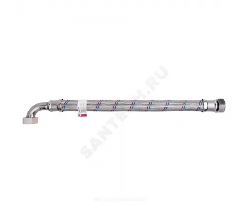 Подводка гибкая для воды нержавеющая оплетка ГИГАНТ 1" г-г L=0.6м с угловым штуцером AQUALINE 04977