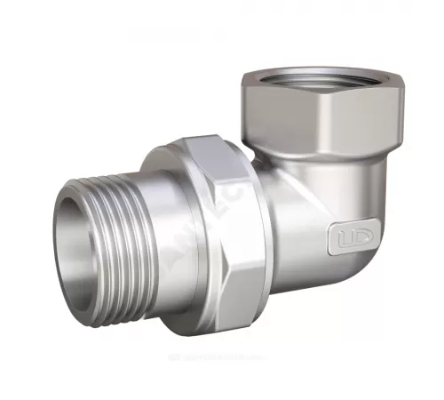 Соединитель латунь никель американка Ду 15 (1/2") угловой ВР/НР LD LD.67.534.15