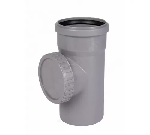 Ревизия PP-H с крышкой серая HT HTRE Дн 125 б/нап в/к Ostendorf 116600