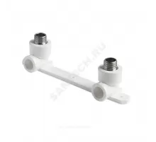 Планка PP-R монтажная белая Дн 25х1/2" НР под смеситель с водорозетками PRO VALFEX 10124220-PRO