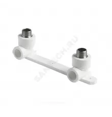 Планка PP-R монтажная белая Дн 20х1/2" НР под смеситель с водорозетками PRO VALFEX 10123020-PRO