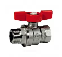 Кран шаровой латунь хром R854 Ду 15 Ру35 ВР/НР полнопроходной бабочка красная Giacomini R854X023