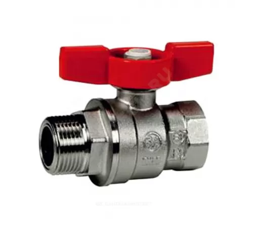 Кран шаровой латунь хром R854 Ду 15 Ру35 ВР/НР полнопроходной бабочка красная Giacomini R854X023