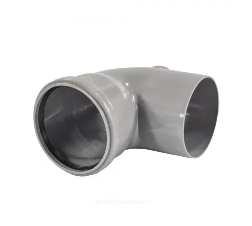 Отвод PP-H с выходом фронтально-тыльный серый Дн 110х50х87гр б/нап в/к VALFEX 23124150