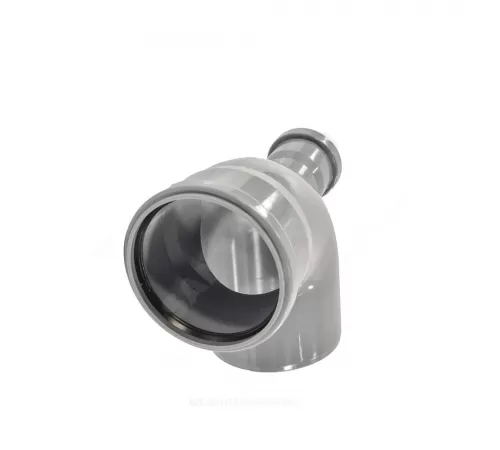 Отвод PP-H с выходом фронтально-тыльный серый Дн 110х50х87гр б/нап в/к VALFEX 23124150