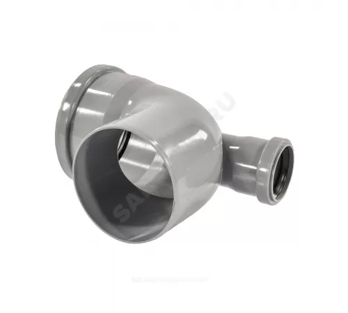 Отвод PP-H с выходом фронтально-тыльный серый Дн 110х50х87гр б/нап в/к VALFEX 23124150