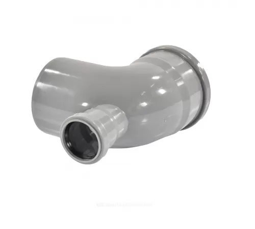 Отвод PP-H с выходом фронтально-тыльный серый Дн 110х50х87гр б/нап в/к VALFEX 23124150