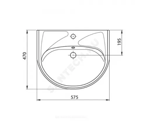 Умывальник подвесной Вест 57 без отверстия под смеситель белый Santeri 1.3111.8.S00.01B.0