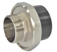 Муфта ПВХ/латунь разъемная Дн 50х1 1/2" серая НР под клеевое соединение Aquaviva AQVBND50M