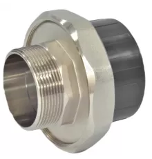 Муфта ПВХ/латунь разъемная Дн 50х1 1/2" серая НР под клеевое соединение Aquaviva AQVBND50M