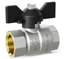 Кран шаровой латунь никель Pride Ду 32 Ру25 ВР бабочка черная аналог 11б27п1 LD 47.32.В-В.Б