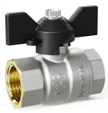 Кран шаровой латунь никель Pride Ду 32 Ру25 ВР бабочка черная аналог 11б27п1 LD 47.32.В-В.Б