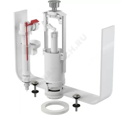 Арматура для бачка сливная/наливная 3/8" нижнее подключение кнопка хром старт-стоп Alca Plast SA2000S 3/8" CHROM