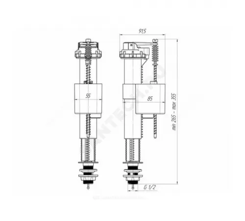 Арматура для бачка наливная 1/2" нижнее подключение АНИ Пласт WC5510