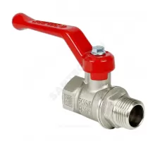 Кран шаровой латунь никель 11Б27фт1М Ду 15 Ру40 ВР/НР рычаг красный VALFEX VF.215.NR1.012.N/P59
