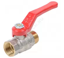 Кран шаровой латунь никель Стандарт Ду 20 Ру40 ВР/НР полнопроходной рычаг красный Dist Н322Р