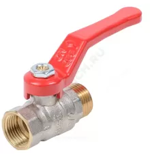 Кран шаровой латунь никель Стандарт Ду 15 Ру40 ВР/НР полнопроходной рычаг красный Dist Н321Р