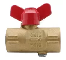 Кран для манометра шаровой латунь 11б27п(м) Ду 15 Ру16 ВР G1/2"-М20х1,5 с бабочкой без фланца Пензапромарматура 021011011