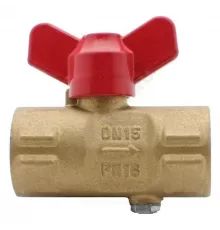 Кран для манометра шаровой латунь 11б27п(м) Ду 15 Ру16 ВР G1/2"-М20х1,5 с бабочкой без фланца Пензапромарматура 021011011