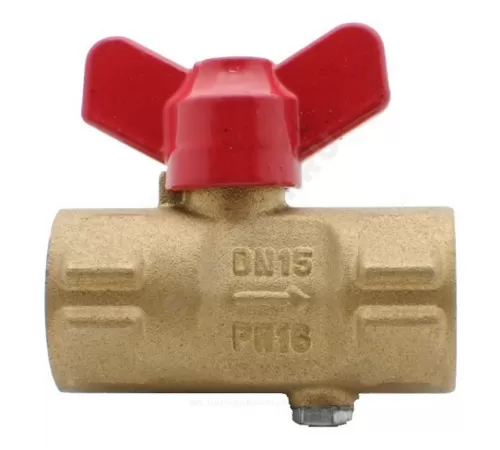 Кран для манометра шаровой латунь 11б27п(м) Ду 15 Ру16 ВР G1/2"-М20х1,5 с бабочкой без фланца Пензапромарматура 021011011