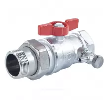 Кран шаровой латунь со спускником R259DS хром Ду 25х32 Ру35 ВР/"американка" 1"x1 1/4" бабочка красная переходной со спускником Giacomini R259SX008