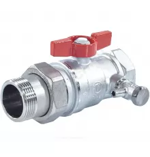 Кран шаровой латунь со спускником R259DS хром Ду 15 Ру42 ВР/"американка" 1/2" бабочка красная с отводом (полусгоном) Giacomini R259SX003