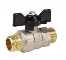 Кран шаровой латунь никель Pride Ду 25 Ру40 НР полнопроходной бабочка черная аналог 11б27п1 LD 47.25.Н-Н.Б