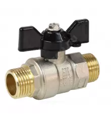 Кран шаровой латунь никель Pride Ду 25 Ру40 НР полнопроходной бабочка черная аналог 11б27п1 LD 47.25.Н-Н.Б