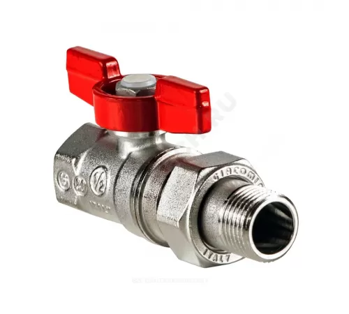 Кран шаровой латунь хром R259D Ду 25х32 Ру35 ВР/"американка" бабочка красная переходн Giacomini R259X008