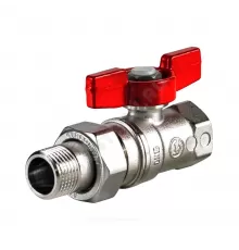 Кран шаровой латунь хром R259D Ду 15 Ру42 ВР/"американка" бабочка красная Giacomini R259X003