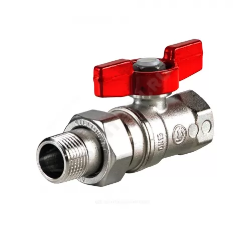 Кран шаровой латунь хром R259D Ду 25х32 Ру35 ВР/"американка" бабочка красная переходн Giacomini R259X008