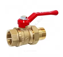 Кран шаровой латунь Стандарт 222 аналог 11б27п1 Ду 25 Ру40 ВР/"американка" полнопроходной рычаг красный ГАЛЛОП 107158